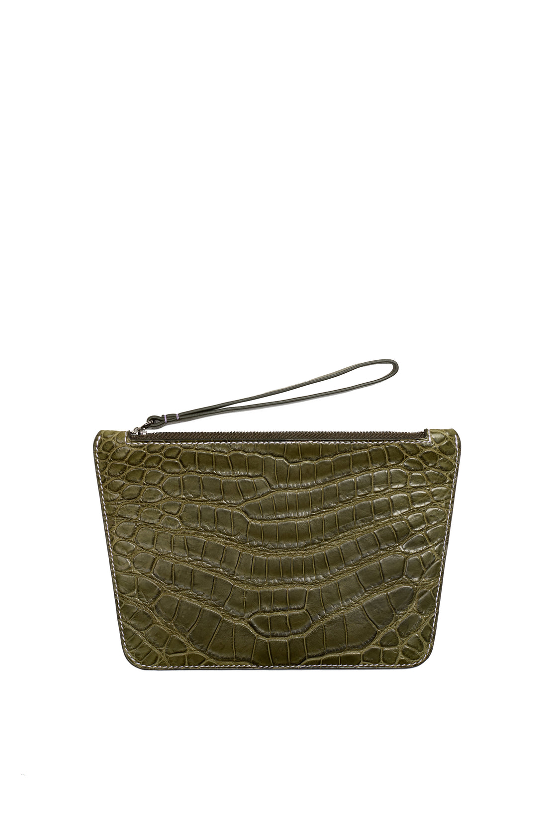 POCHETTE TRAPÈZE 22 - CROCODILE ET VEAU KAKI