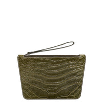 POCHETTE TRAPÈZE 22 - CROCODILE ET VEAU KAKI