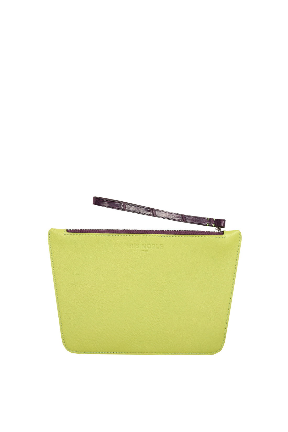POCHETTE TRAPÈZE 22 - VEAU VIOLET ET LIME