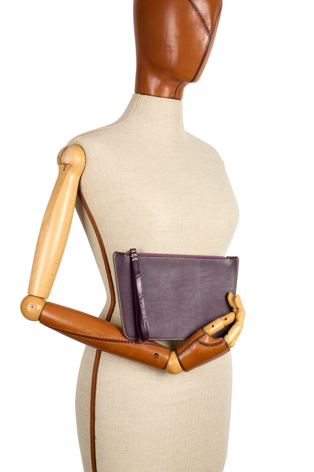 POCHETTE TRAPÈZE 22 - VEAU VIOLET ET LIME
