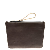 POCHETTE TRAPEZE 25 - SATIN MARRON ET VEAU OR CLAIR