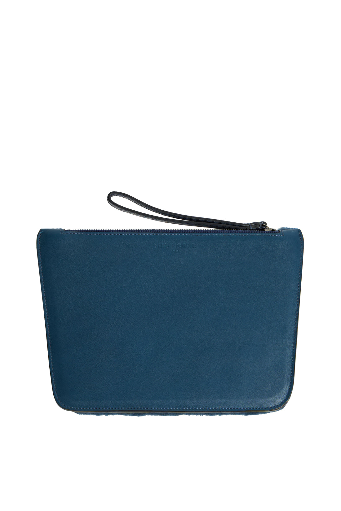 POCHETTE TRAPEZE 25 - SHEARLING ET VEAU PETROLE
