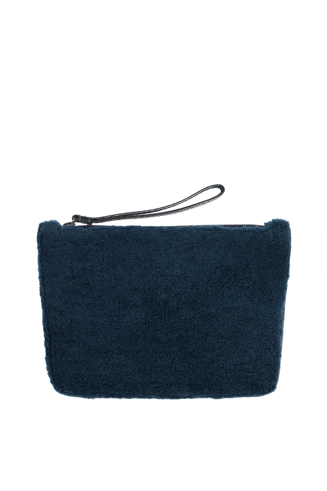 POCHETTE TRAPEZE 25 - SHEARLING ET VEAU PETROLE