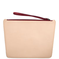 POCHETTE TRAPÈZE 29 - VEAU BICOLORE BLANC CASSÉ ET ROSE