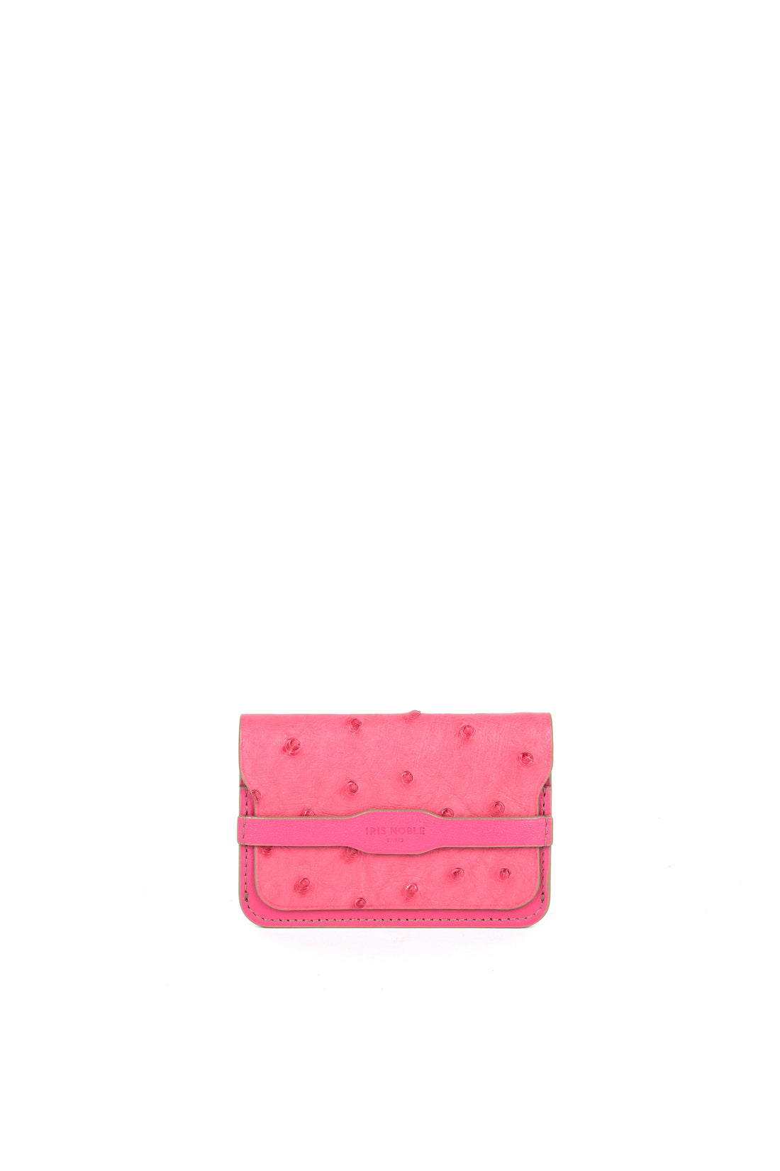 PORTE-CARTE CASTIGLIONE - AUTRUCHE ET VEAU ROSE