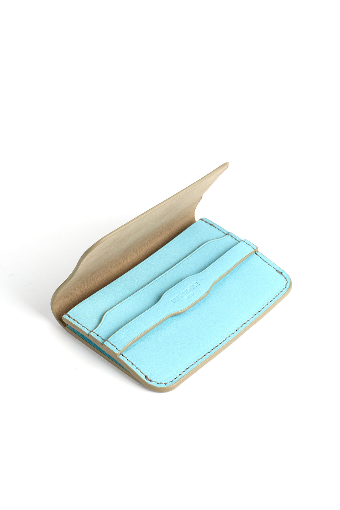 PORTE-CARTE CASTIGLIONE - VEAU BLEU MARINE ET BLEU CIEL