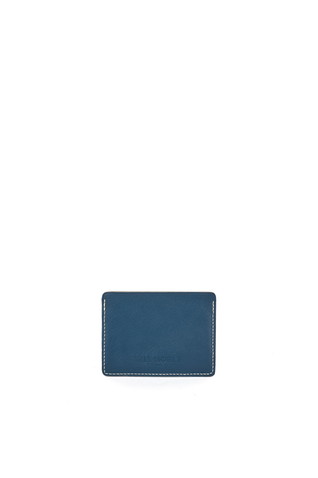 PORTE-CARTE BONAPARTE - VEAU BLEU ECRU ET TAUPE