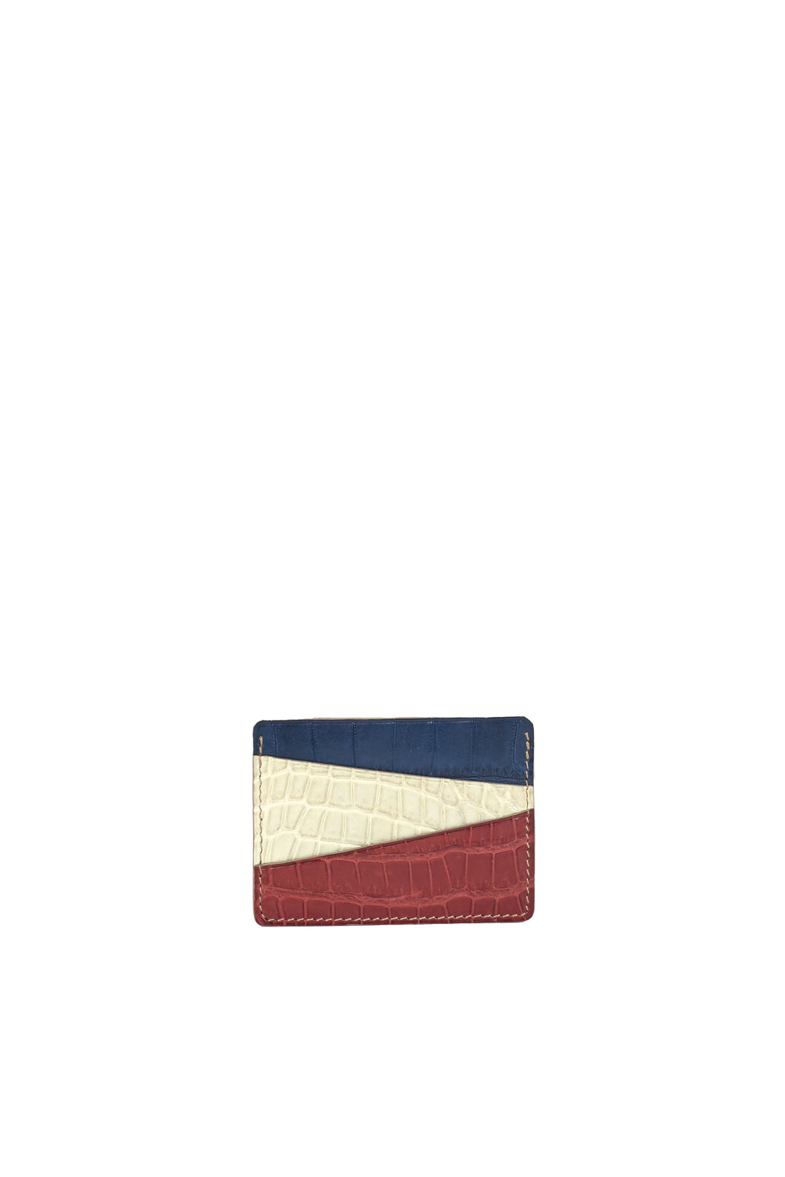 PORTE-CARTE BONAPARTE - CROCODILE BLEU BLANC ROUGE