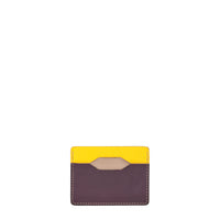 PORTE-CARTE BONAPARTE - VEAU JAUNE, TAUPE ET AUBERGINE