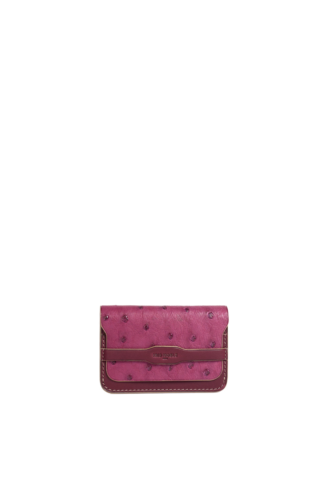 PORTE-CARTE - AUTRUCHE VEAU PRUNE