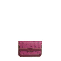 PORTE-CARTE - AUTRUCHE VEAU PRUNE