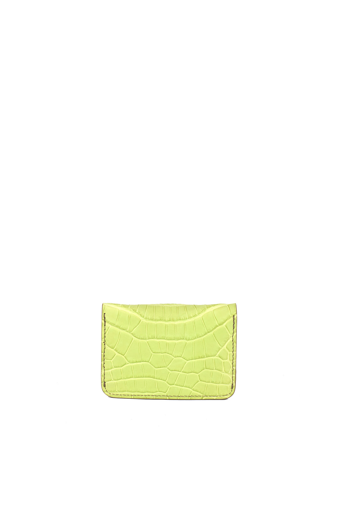 PORTE-CARTE CASTIGLIONE - VEAU AZUR ET CROCODILE LIME