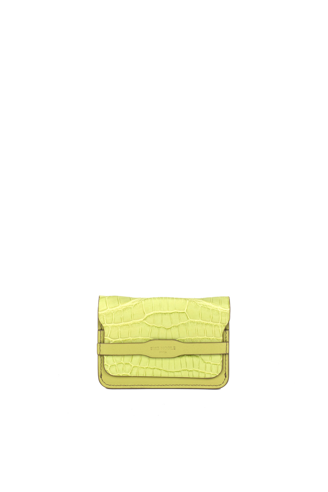 PORTE-CARTE CASTIGLIONE - VEAU AZUR ET CROCODILE LIME