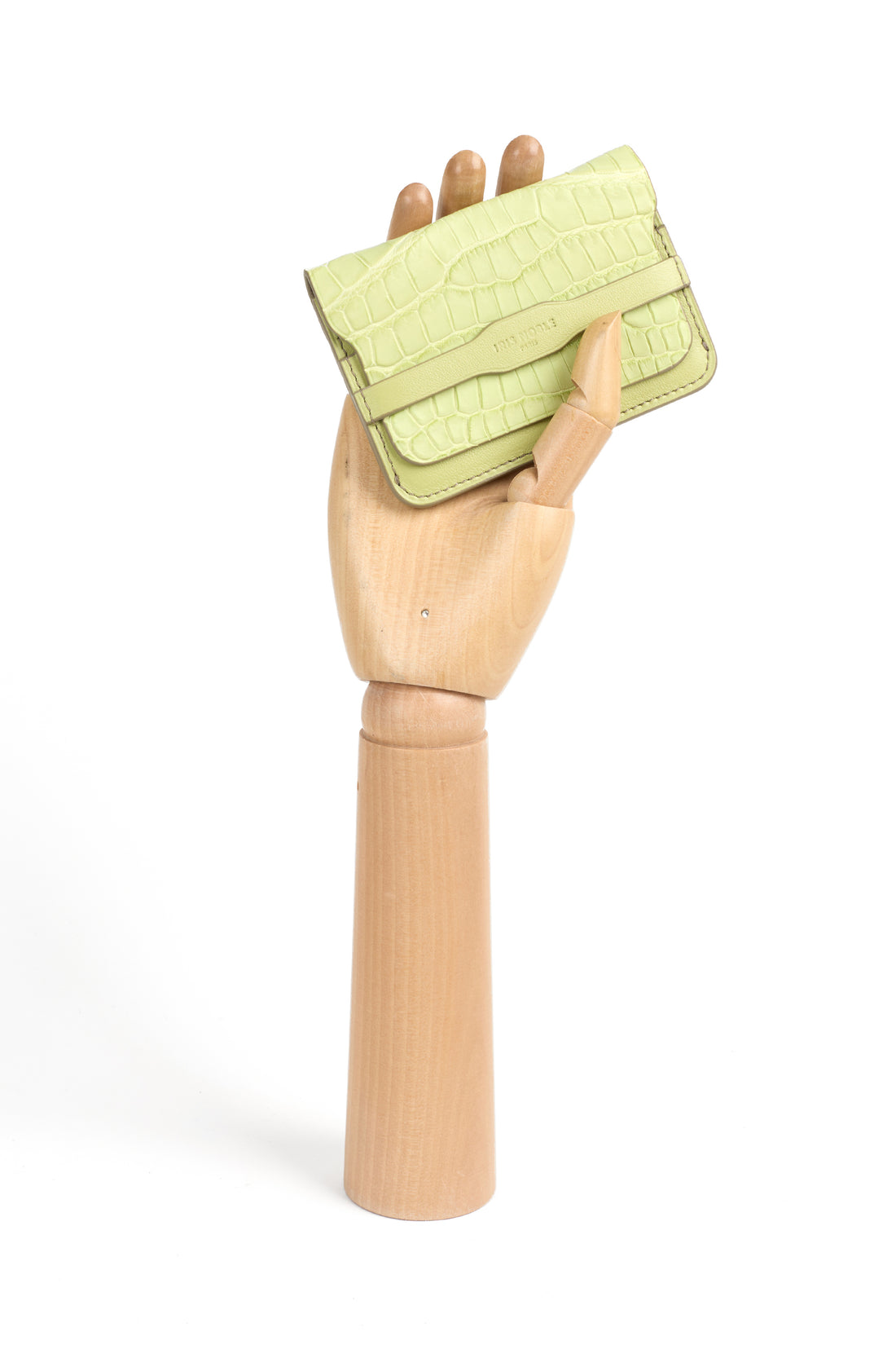 PORTE-CARTE CASTIGLIONE - VEAU AZUR ET CROCODILE LIME