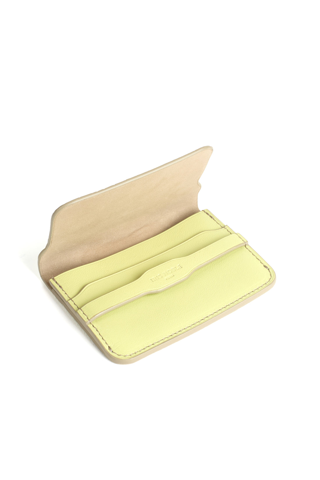 PORTE-CARTE CASTIGLIONE - VEAU AZUR ET CROCODILE LIME