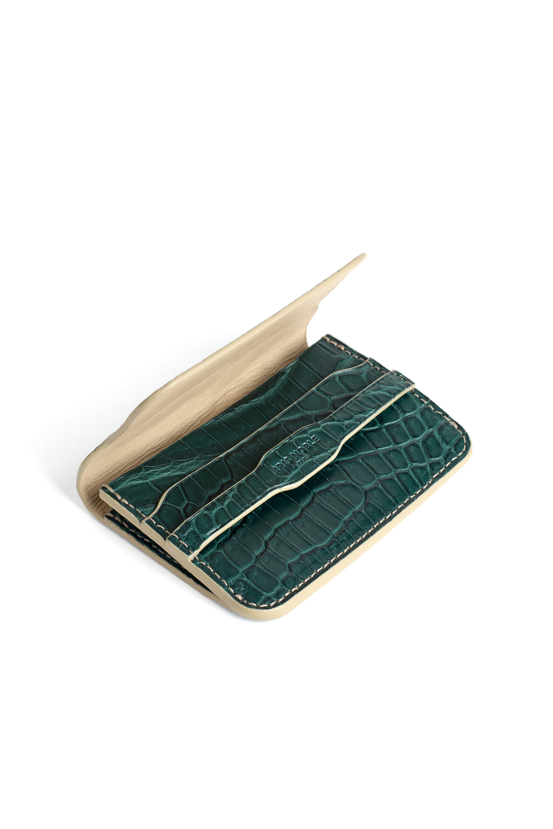 PORTE-CARTE CASTIGLIONE - CROCODILE VERT PIN