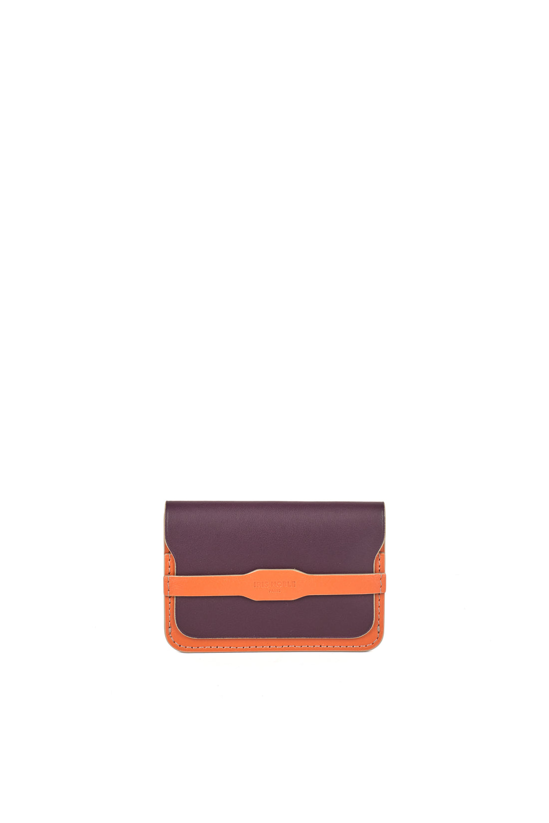 PORTE-CARTE CASTIGLIONE - VEAU ORANGE ET VIN