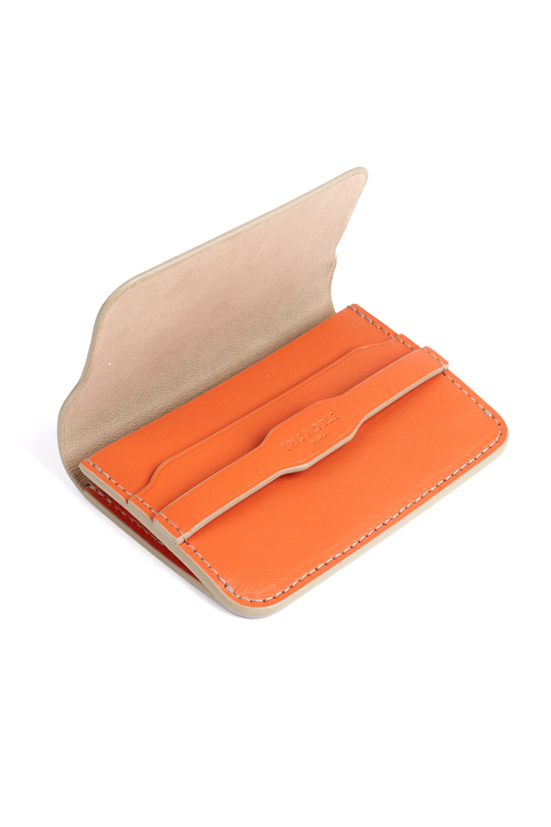 PORTE-CARTE CASTIGLIONE - VEAU ORANGE ET VIN