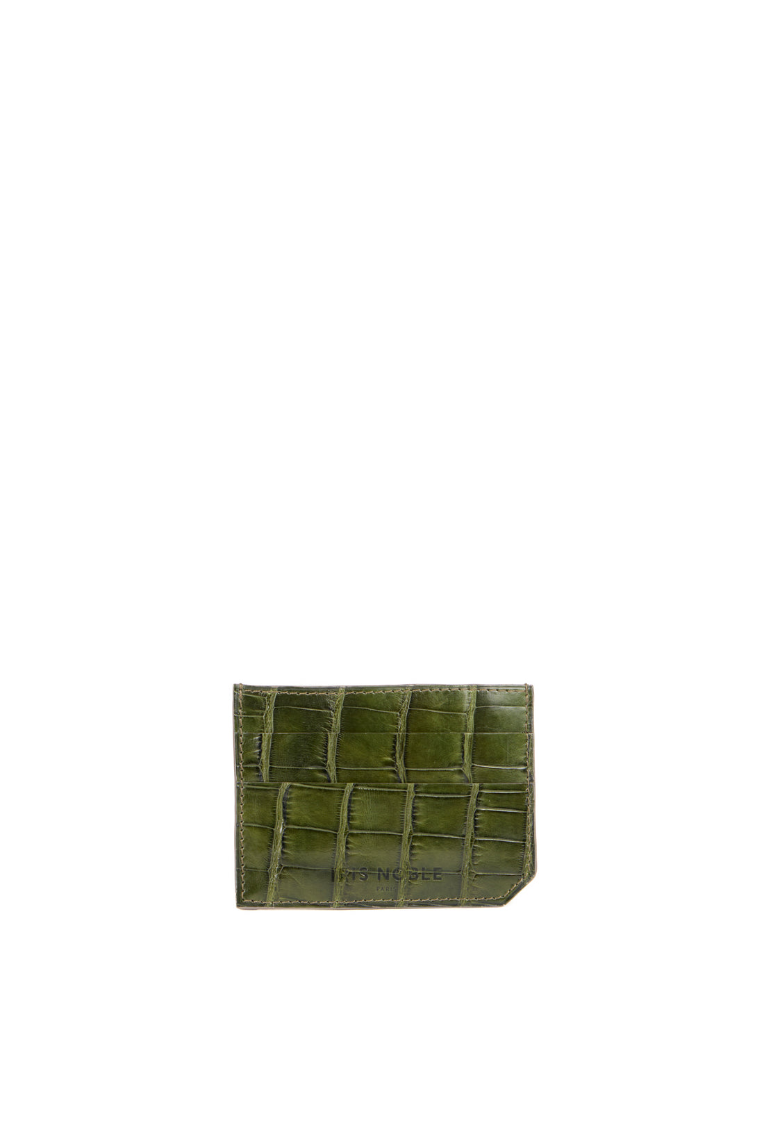 PORTE CARTE MILES - CROCODILE OLIVE VERT