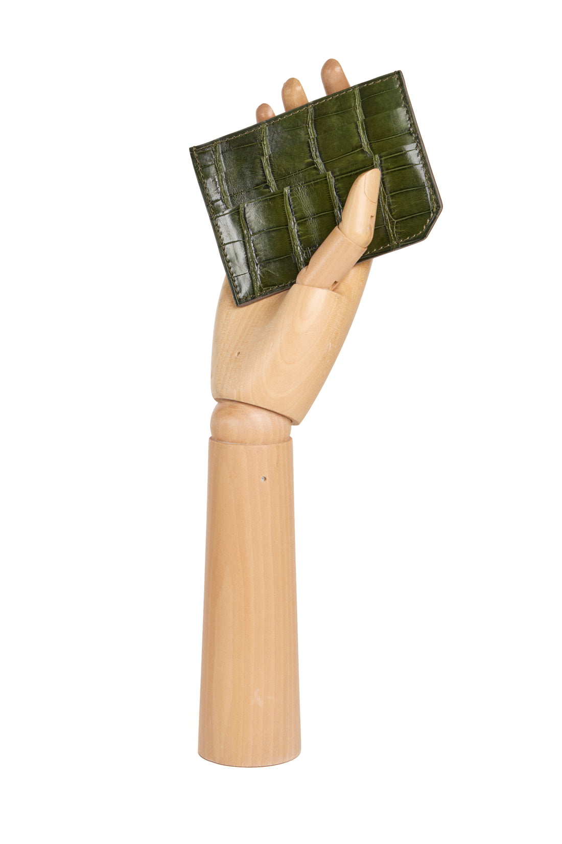 PORTE CARTE MILES - CROCODILE OLIVE VERT