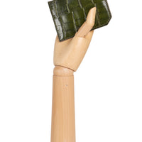 PORTE CARTE MILES - CROCODILE OLIVE VERT