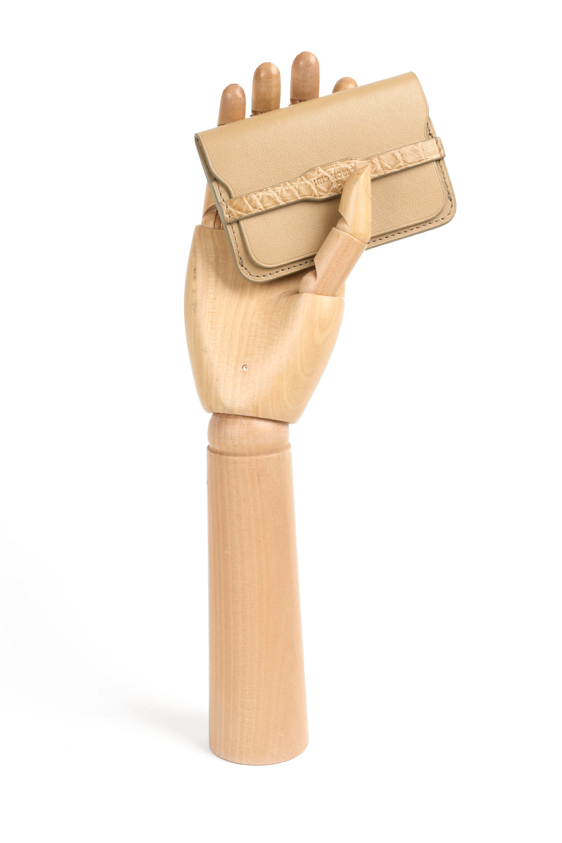 PORTE-CARTE CASTIGLIONE - VEAU ET CROCODILE BEIGE