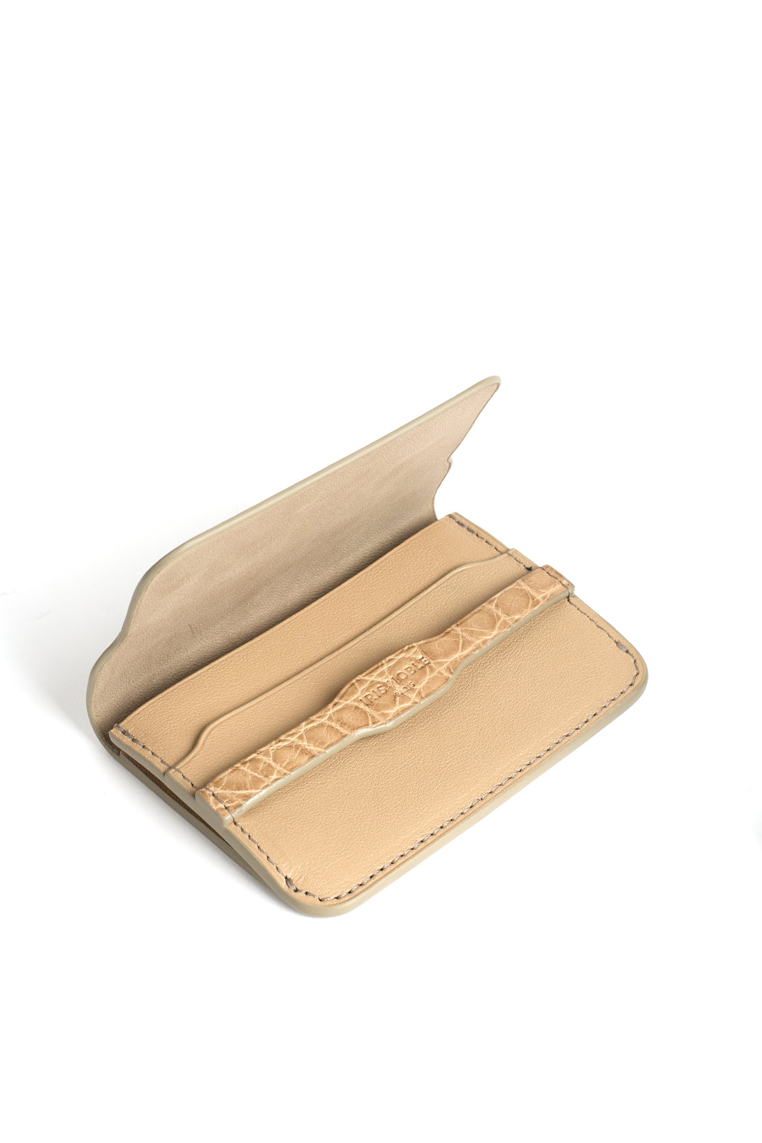 PORTE-CARTE CASTIGLIONE - VEAU ET CROCODILE BEIGE