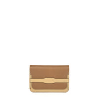 PORTE-CARTE CATIGLIONE - VEAU TAUPE ET CHOCOLAT