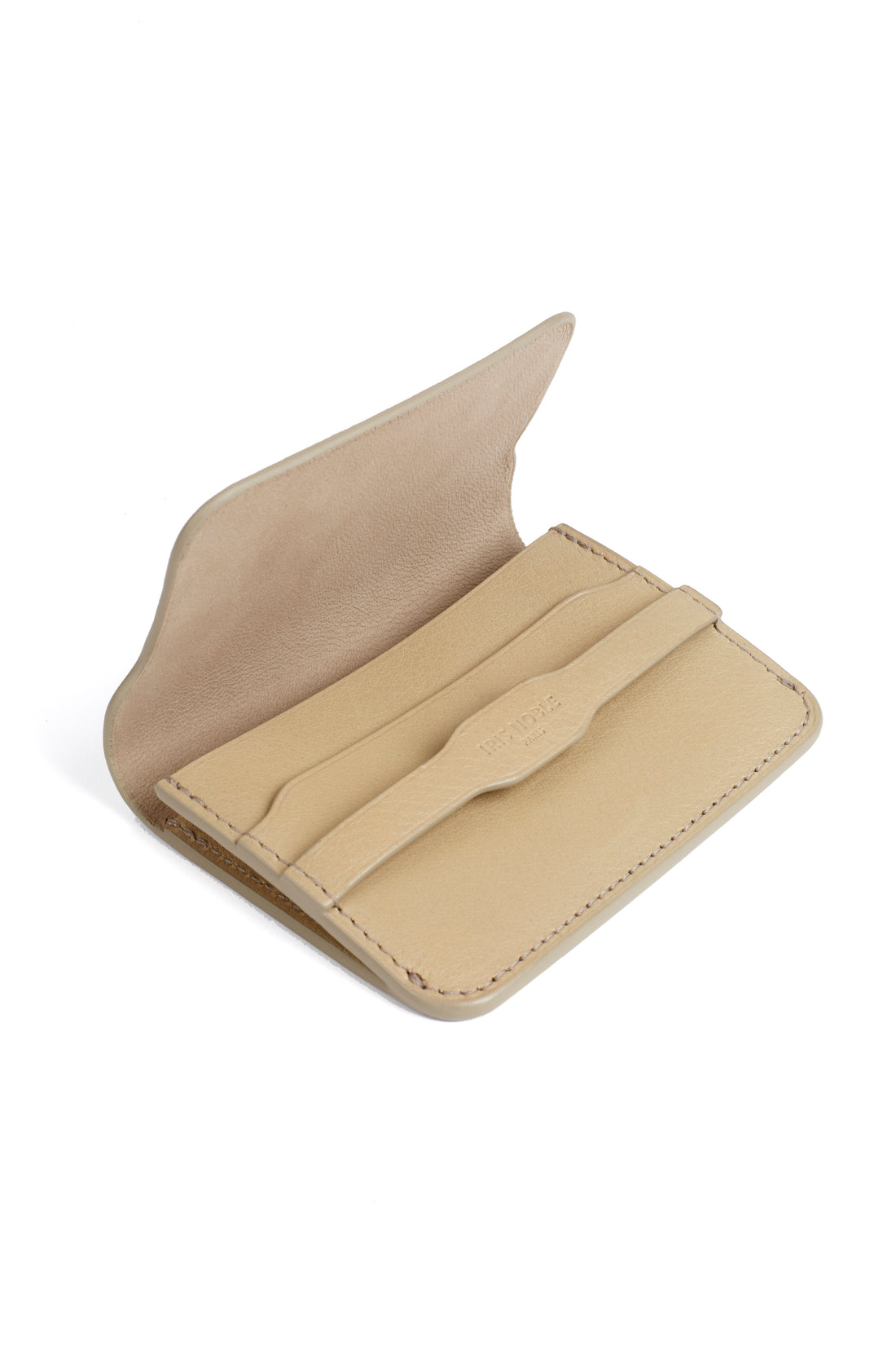 PORTE-CARTE CATIGLIONE - VEAU TAUPE ET CHOCOLAT