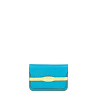 PORTE-CARTE CASTIGLIONE - VEAU AZUR ET CROCODILE LIME