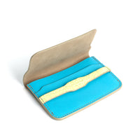 PORTE-CARTE CASTIGLIONE - VEAU AZUR ET CROCODILE LIME