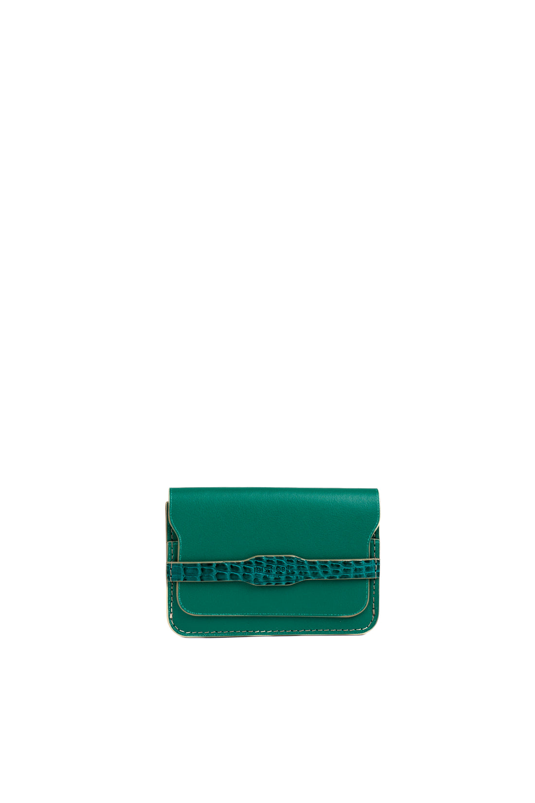 PORTE-CARTE - VEAU ET CROCODILE EMERAUDE