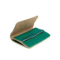 PORTE-CARTE - VEAU ET CROCODILE EMERAUDE