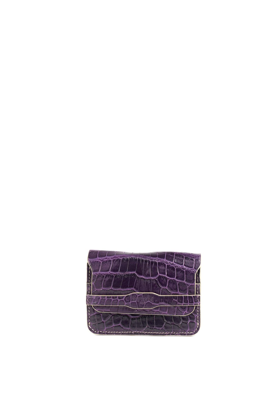 PORTE-CARTE CASTIGLIONE - CROCODILE AUBERGINE