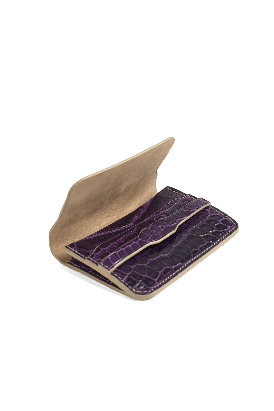 PORTE-CARTE CASTIGLIONE - CROCODILE AUBERGINE
