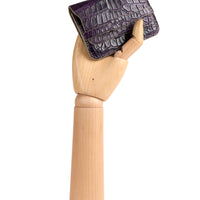 PORTE-CARTE CASTIGLIONE - CROCODILE AUBERGINE