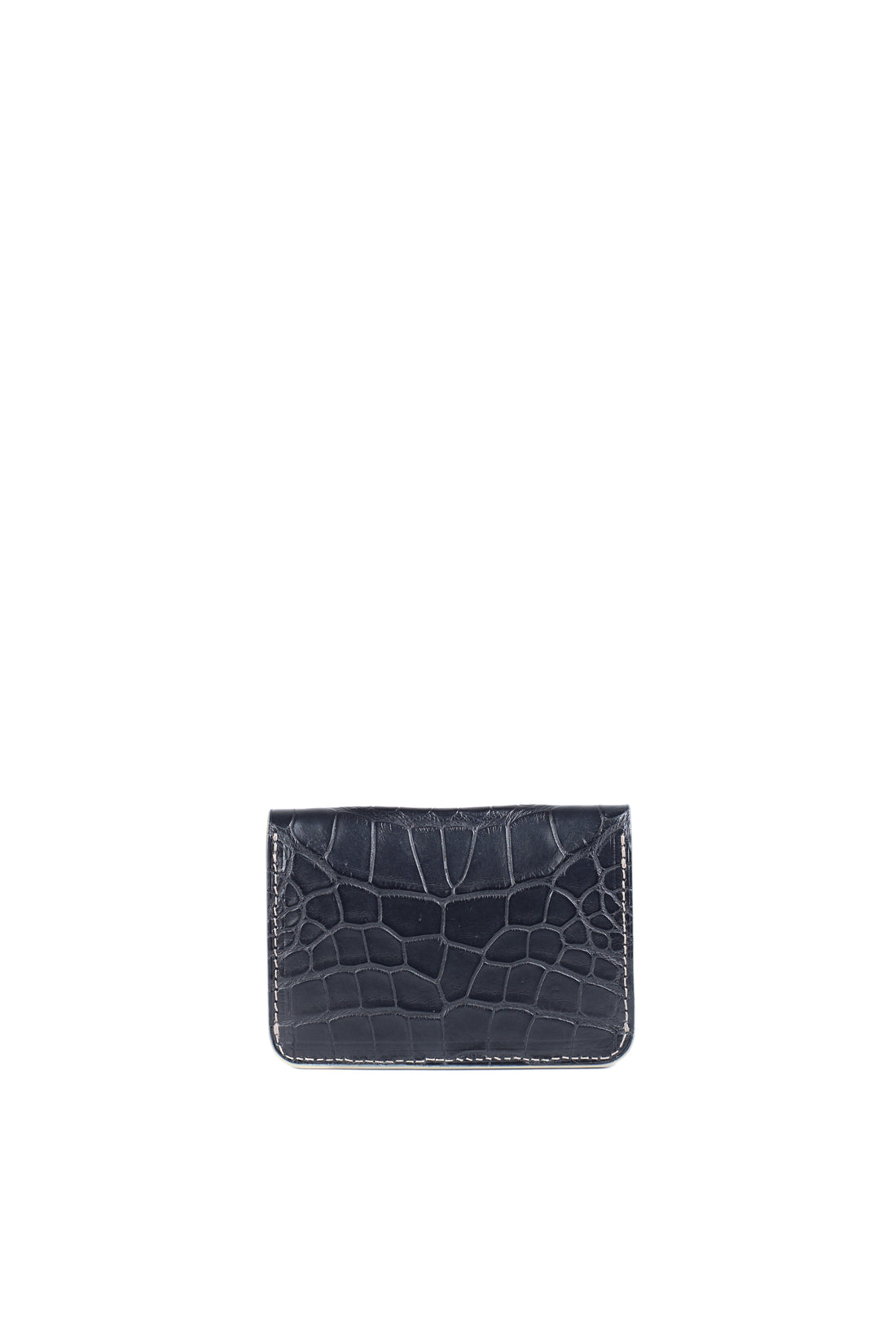 PORTE-CARTE CASTIGLIONE - CROCODILE BLEU MARINE