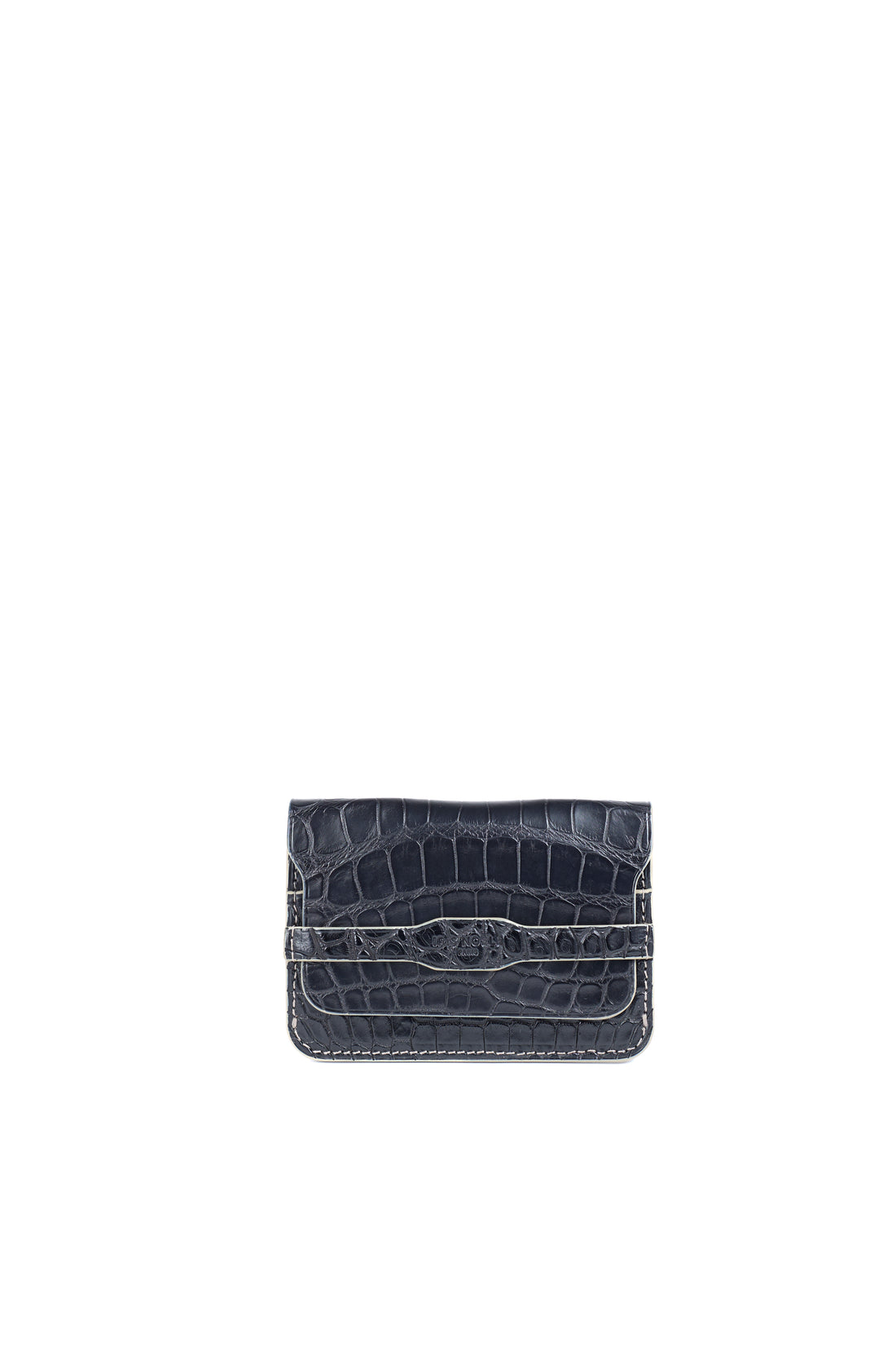 PORTE-CARTE CASTIGLIONE - CROCODILE BLEU MARINE