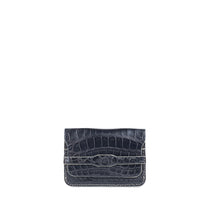 PORTE-CARTE CASTIGLIONE - CROCODILE BLEU MARINE