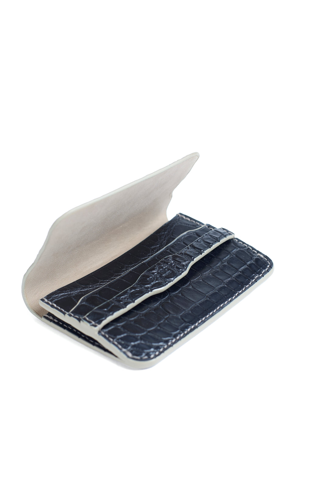 PORTE-CARTE CASTIGLIONE - CROCODILE BLEU MARINE