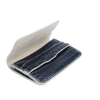 PORTE-CARTE CASTIGLIONE - CROCODILE BLEU MARINE