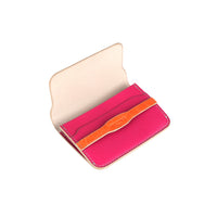 PORTE CARTES BONAPART - VEAU PINK ET CROCODILE ORANGE