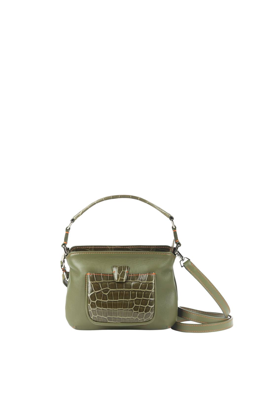 LESLIE 18 - VEAU CROCODILE VERT KAKI