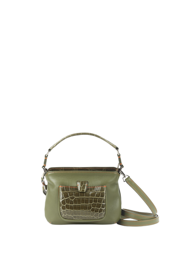 LESLIE 18 - VEAU CROCODILE VERT KAKI