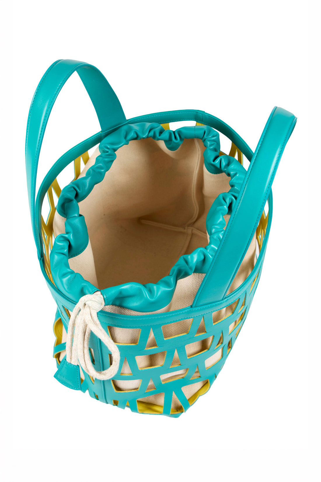 KAYLA TOTE 43 - VEAU - BLEU / TOILE - ÉCRU
