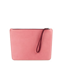 POCHETTE TRAPÈZE 29 - CUIR DE VEAU BICOLOR ROSE ET BLANC CASSÉ