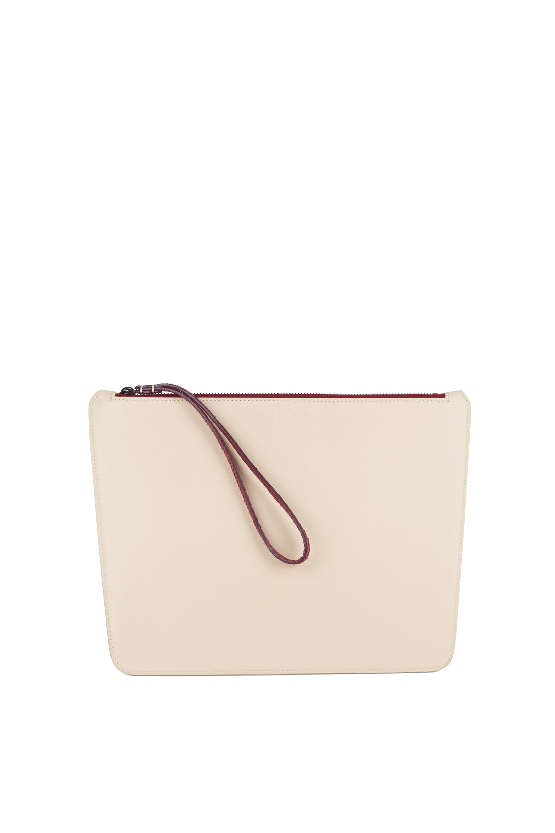 POCHETTE TRAPÈZE 29 - CUIR DE VEAU BICOLOR ROSE ET BLANC CASSÉ